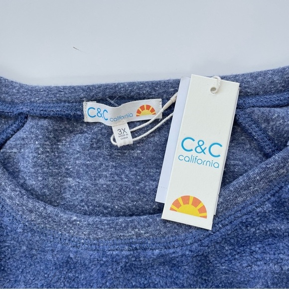 C&C California Women's Blue TWINKLE TWINKLE Sequin Fleece Sweatshirt Size 3X NWT - Picture 3 of 8